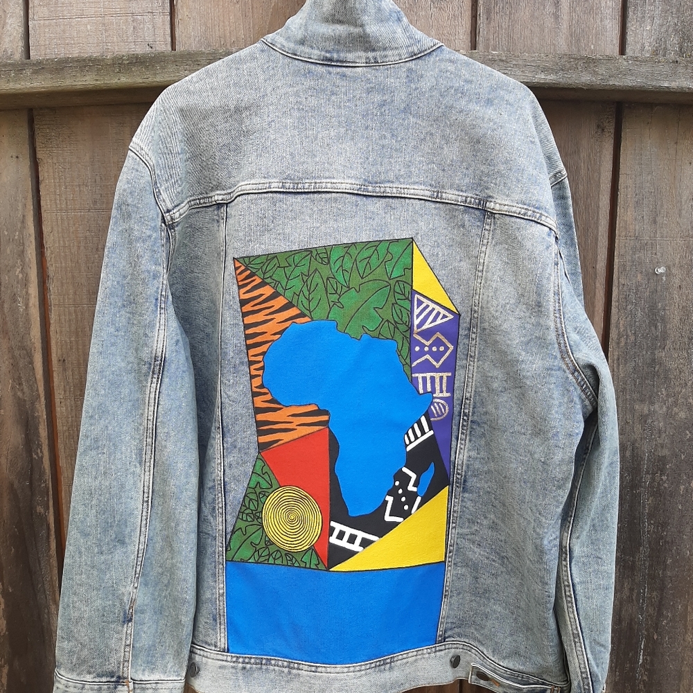 SOLD denim jacket hand painted (SOLD) to IG @MissAshion